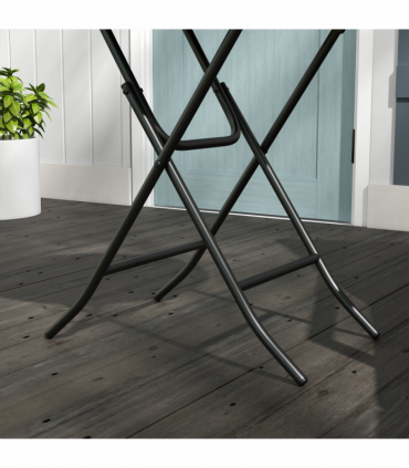 Outsunny Foldable Outdoor Coffee Table, Metal Frame Rattan Side Table, Brown