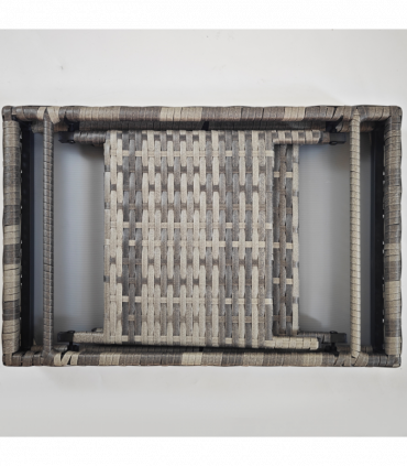 Outsunny Foldable Outdoor Coffee Table, Metal Frame Rattan Side Table, Grey