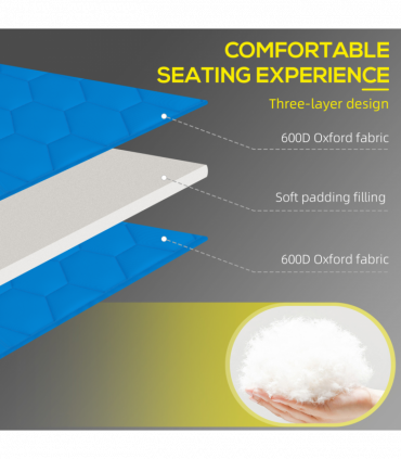 Outsunny Foldable Sun Lounger Set, 2 Pieces Sun Lounger w/ Padded Seat Blue