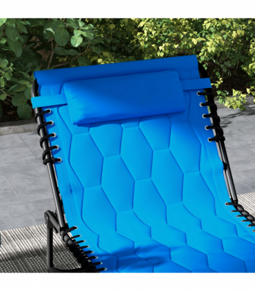 Outsunny Foldable Sun Lounger Set, 2 Pieces Sun Lounger w/ Padded Seat Blue