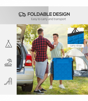 Outsunny Foldable Sun Lounger Set, 2 Pieces Sun Lounger w/ Padded Seat Blue