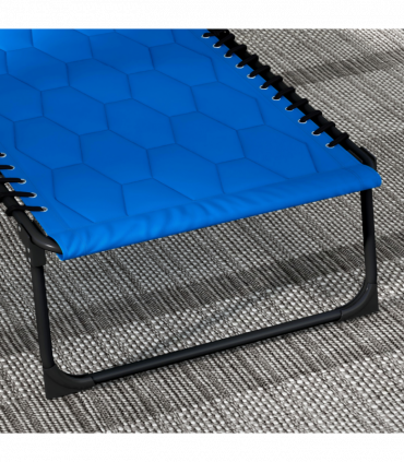 Outsunny Foldable Sun Lounger Set, 2 Pieces Sun Lounger w/ Padded Seat Blue