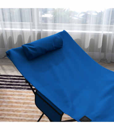 Outsunny Foldable Sun Lounger w/ Side Pocket, Oxford Headrest Sun Lounger, Blue