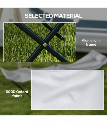 Outsunny Foldable Sun Lounger w/ Side Pocket, Oxford Headrest Sun Lounger, Grey