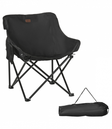 Outsunny Folding Camping Chair with Carrying Bag and Storage Pocket, Black