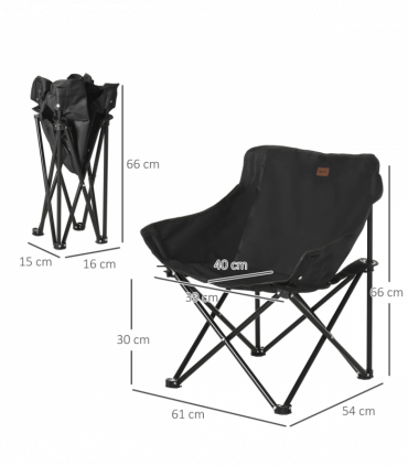 Outsunny Folding Camping Chair with Carrying Bag and Storage Pocket, Black