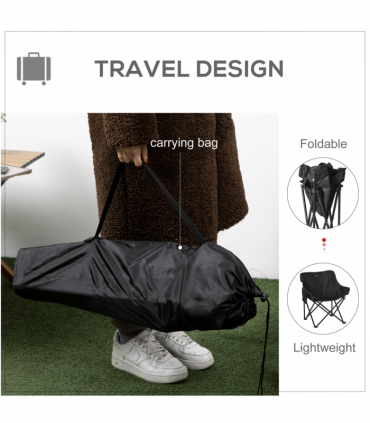 Outsunny Folding Camping Chair with Carrying Bag and Storage Pocket, Black