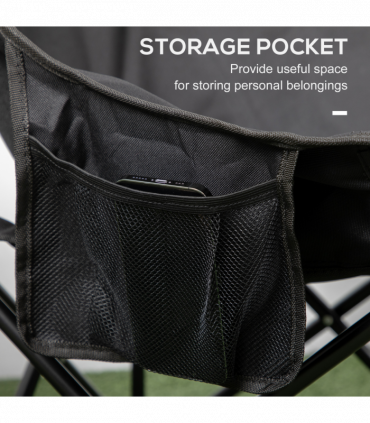 Outsunny Folding Camping Chair with Carrying Bag and Storage Pocket, Black