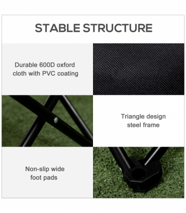 Outsunny Folding Camping Chair with Carrying Bag and Storage Pocket, Black