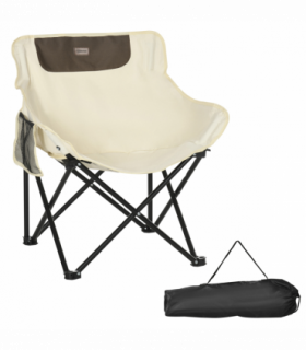 Outsunny Folding Camping Chair with Carrying Bag and Storage Pocket, White