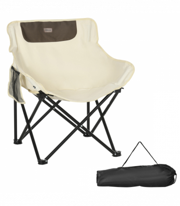 Outsunny Folding Camping Chair with Carrying Bag and Storage Pocket, White