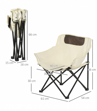 Outsunny Folding Camping Chair with Carrying Bag and Storage Pocket, White