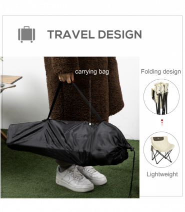 Outsunny Folding Camping Chair with Carrying Bag and Storage Pocket, White