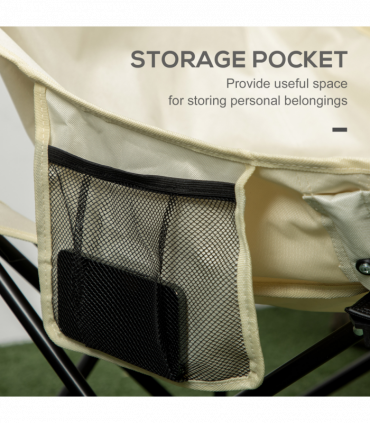 Outsunny Folding Camping Chair with Carrying Bag and Storage Pocket, White
