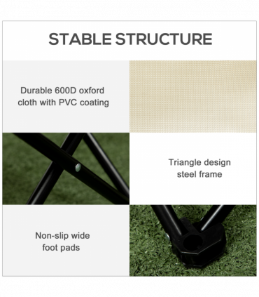 Outsunny Folding Camping Chair with Carrying Bag and Storage Pocket, White