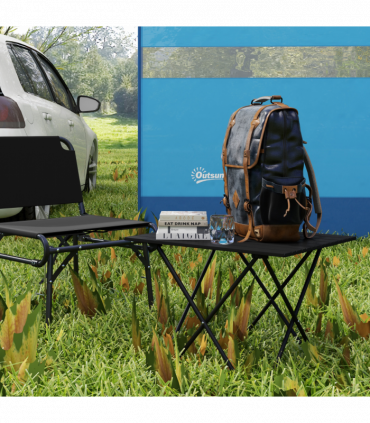 Outsunny Folding Camping Table for Outdoor Camping, Picnic, Hiking, Black