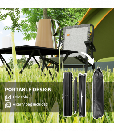 Outsunny Folding Camping Table for Outdoor Camping, Picnic, Hiking, Black