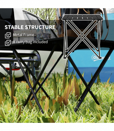 Outsunny Folding Camping Table for Outdoor Camping, Picnic, Hiking, Black