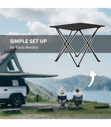Outsunny Folding Camping Table for Outdoor Camping, Picnic, Hiking, Black
