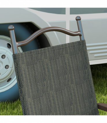 Outsunny Folding Chairs Set with Armrest Breathable Mesh Fabric Seat Dark Brown