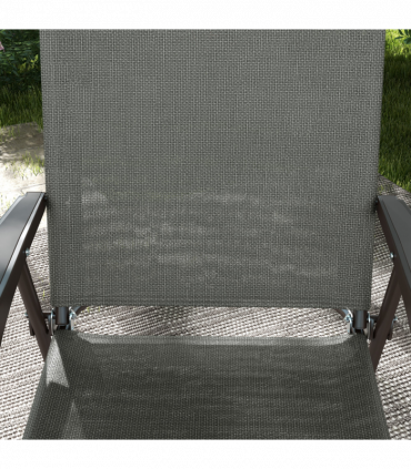 Outsunny Folding Chairs Set with Armrest, Breathable Mesh Fabric Seat, Dark Grey