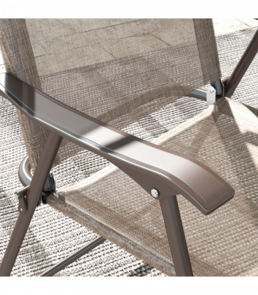 Outsunny Folding Chairs Set, Breathable Mesh Fabric Seat, Mixed Brown