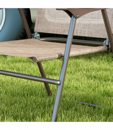 Outsunny Folding Chairs Set, Breathable Mesh Fabric Seat, Mixed Brown