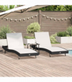 Sun Loungers 3 pcs Black, White 40 x 40 x 40.5 cm Poly Rattan