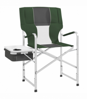 Outsunny Folding Directors Chair Aluminium Camping Chair with Cooler Bag Green