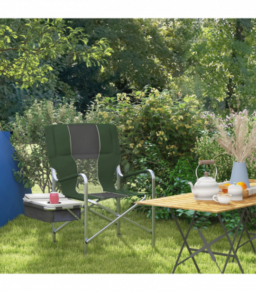 Outsunny Folding Directors Chair Aluminium Camping Chair with Cooler Bag Green