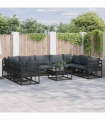 Garden Sofa Set with Cushion 9 pcs Black Aluminium
