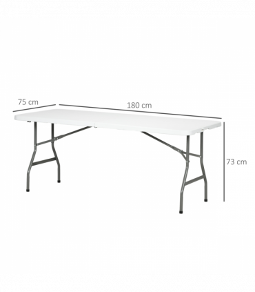 Outsunny Folding Garden Table, Patio Table with Metal Frame, White