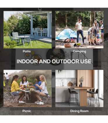 Outsunny Folding Garden Table, Patio Table with Metal Frame, White