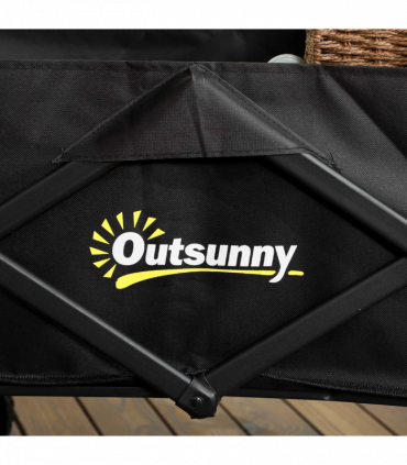 Outsunny Folding Outdoor Storage Trolley Cart Bag Telescopic Handle Brakes Black