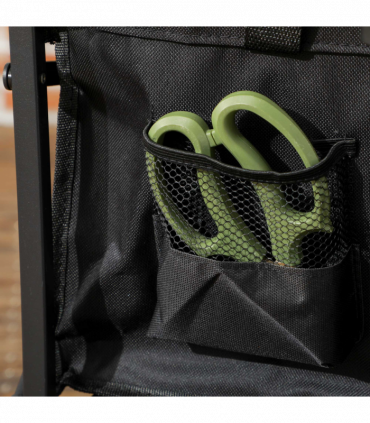 Outsunny Folding Outdoor Storage Trolley Cart Bag Telescopic Handle Brakes Black