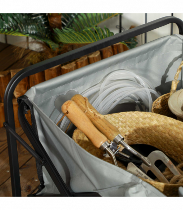 Outsunny Folding Outdoor Storage Trolley Cart Bag Telescopic Handle Brakes Grey