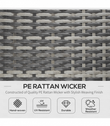 Outsunny Folding Rattan Sun Lounger Outdoor Chair with Cushion and Pillow, Grey