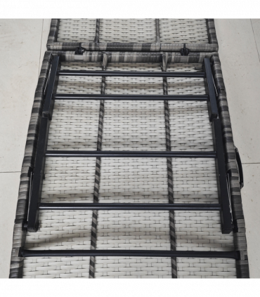 Outsunny Folding Rattan Sun Lounger Outdoor Chair with Cushion and Pillow, Grey