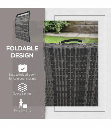 Outsunny Folding Rattan Sun Lounger Outdoor Chair with Cushion and Pillow, Grey