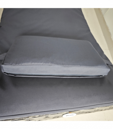 Outsunny Folding Rattan Sun Lounger Outdoor Chair with Cushion and Pillow, Grey