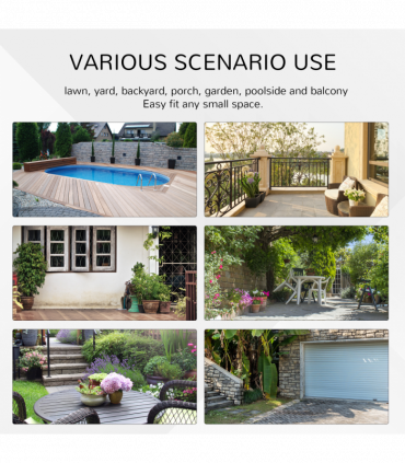 Outsunny Folding Round Tempered Glass Metal Table with Brown Rattan Edging