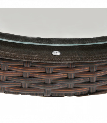 Outsunny Folding Round Tempered Glass Metal Table with Brown Rattan Edging