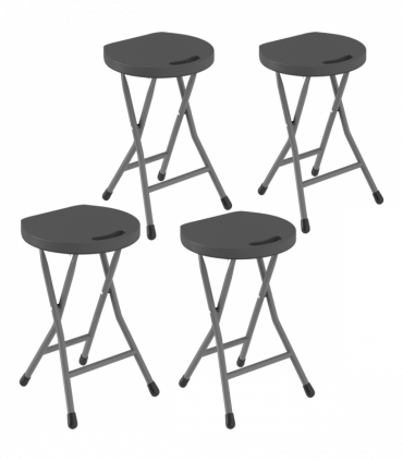 Outsunny Folding Stool Set of 4, Decorative Garden Stool Set, Charcoal Grey