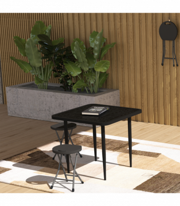 Outsunny Folding Stool Set of 4, Decorative Garden Stool Set, Charcoal Grey