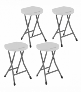 Outsunny Folding Stool Set of 4, Decorative Garden Stool Set, White