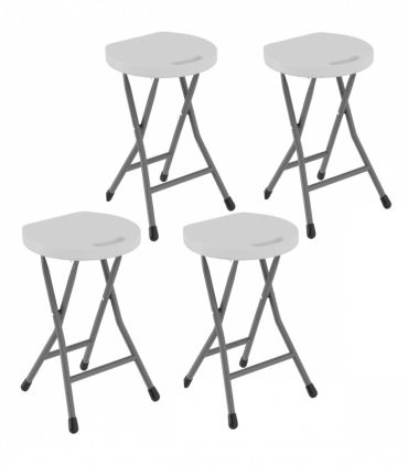 Outsunny Folding Stool Set of 4, Decorative Garden Stool Set, White