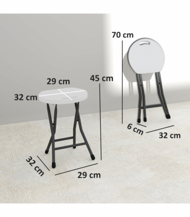 Outsunny Folding Stool Set of 4, Decorative Garden Stool Set, White