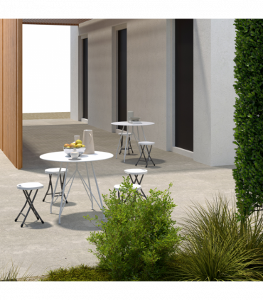 Outsunny Folding Stool Set of 4, Decorative Garden Stool Set, White