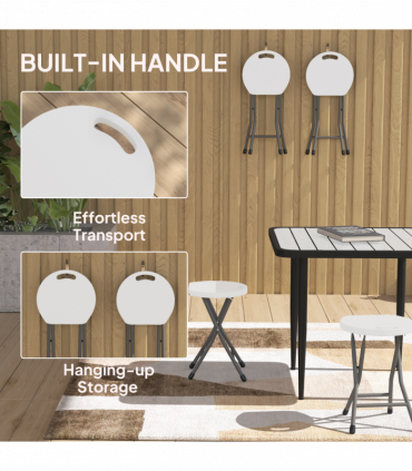 Outsunny Folding Stool Set of 4, Decorative Garden Stool Set, White