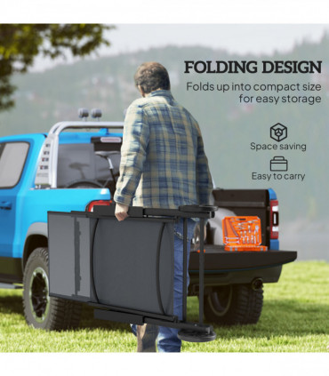 Outsunny Folding Sun Lounger w/ Wheels, 5-Position Adjustable Sunbed, Grey